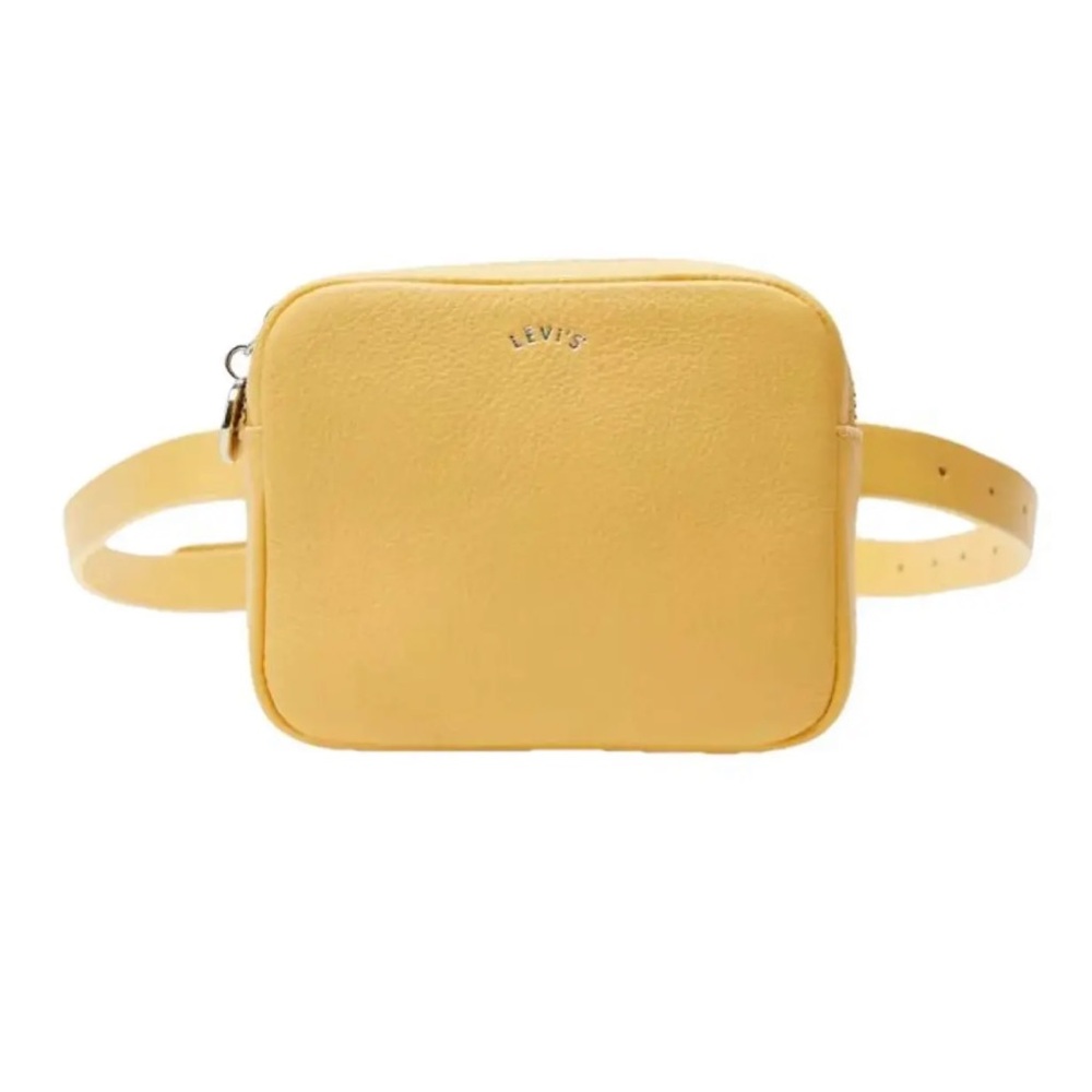 LEVI’S DIANA MUSTARD YELLOW PEBBLED LEATHER BELT CROSSBODY BAG **NWT** - Picture 3 of 10
